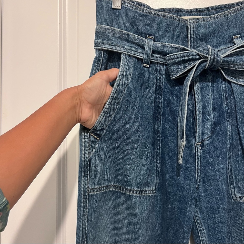 Citizens of Humanity Noelle Ultra High-Rise Belted Cargo Jeans Sz 26 Medium Wash - Picture 5 of 13